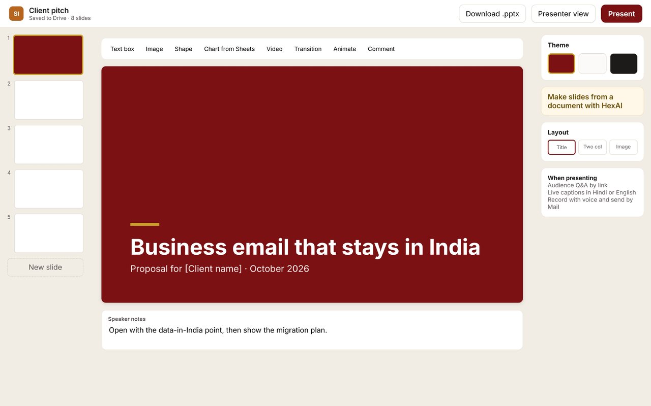 Indo Slides editor with a presentation open